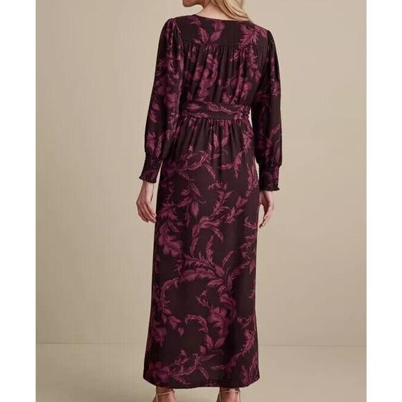 Soft Surroundings Women's Dianthe Belted Maxi Dress in Purple Botanical Size L - Picture 2 of 9